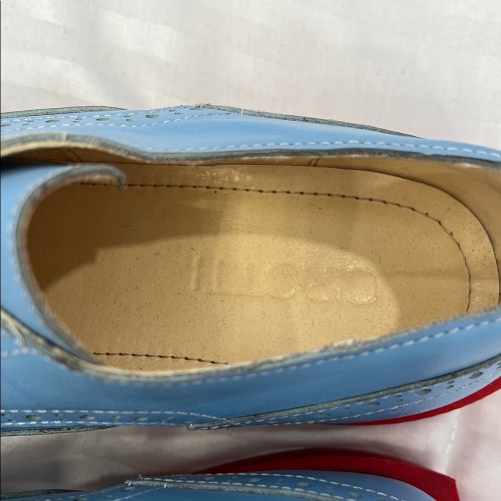 Girotti Italian Blue and Red Flats with Brogue Detailing - Picture 4 of 4